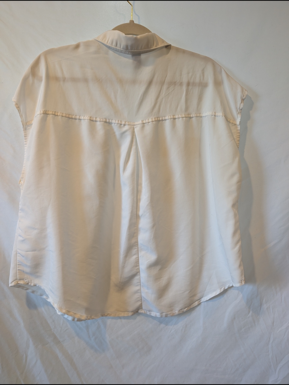 Old Navy Cream Split V-Neck Relaxed popover Pocket Blouse L - Picture 4 of 4